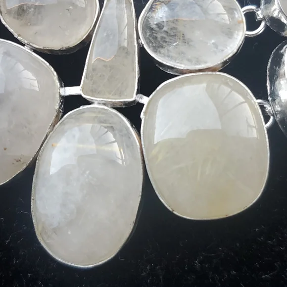 New Oversized Golden Rutile 925 Silver Statement Necklace. - Picture 3 of 16